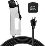 Portable EV Electric Vehicle Charger 16 Amp with 25 ft. Charging Cable NEMA 5-15 Plug Plug-in Home Electric Vehicle Charging Station for SAE J1772 Electric Vehicles