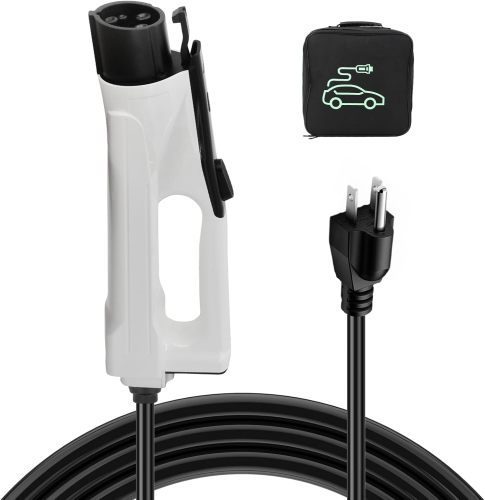 Portable EV Electric Vehicle Charger 16 Amp with 25 ft. Charging Cable NEMA 5-15 Plug Plug-in Home Electric Vehicle Charging Station for SAE J1772 Electric Vehicles