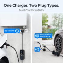 TOPDON Level 2 EV Charger, 32Amp 240V Portable Electric Vehicle Charger with 25 ft Charging Cable NEMA 14-50 Plug/NEMA 5-15 Adapter for SAE J1772 EVs, PHEVs