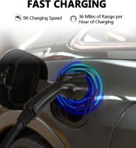 Level 2 Portable EV Charger, 16 to 40 Amp, 240 Volt, 25ft Cable, Upgraded Portable EV Charging Cable Faster Charging Station, Electric Vehicle Charger Compatible with All EV Cars NEMA 14-50P