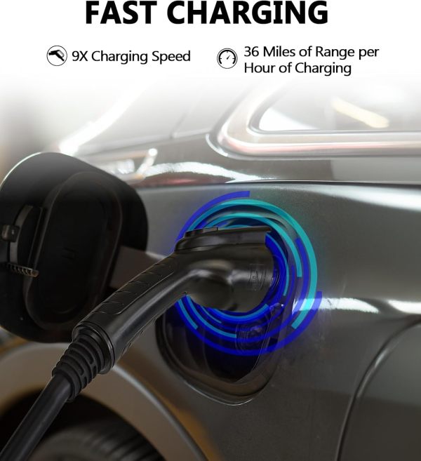 Level 2 Portable EV Charger, 16 to 40 Amp, 240 Volt, 25ft Cable, Upgraded Portable EV Charging Cable Faster Charging Station, Electric Vehicle Charger Compatible with All EV Cars NEMA 14-50P
