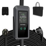 Level 2 EV Charger, 40 Amp, Portable Charger for Home and SAE-J1772, 25ft Cable, 240V, Charging Stations with LED Display, NEMA14-50 Plug Adapter, Current Adjustable. (Tesla Need Adapter)