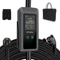 Level 2 EV Charger, 40 Amp, Portable Charger for Home and SAE-J1772, 25ft Cable, 240V, Charging Stations with LED Display, NEMA14-50 Plug Adapter, Current Adjustable. (Tesla Need Adapter)