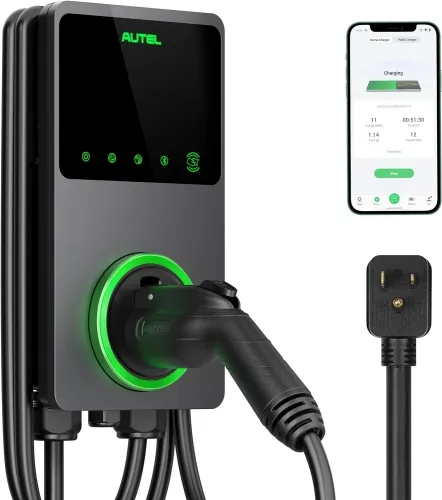 Autel MaxiCharger Home Smart Electric Vehicle (EV) Charger, 40 Amp Level 2 Wi-Fi and Bluetooth Enabled EVSE, Indoor/Outdoor Car Charging Station, with in-Body Holster and 25-Foot Cable（6-50 Plug）