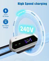 Level 2 EV Charger 48 Amp - Smart Display, RFID Card, Electric Car Charger EVSE SAE J1772, NEMA 14-50 Plug,26ft Cable, WiFi APP Enabled Electric Car Charger, 240V Electric Vehicle Charging Stations