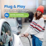 EV+ Level 2 EV Charger, 16A Portable Electric Vehicle Charging Station, SAE J1772 EV Charging Cable 25-Ft with NEMA 6-20 Plug, EVSE Travel Case, Home EV Charging Station