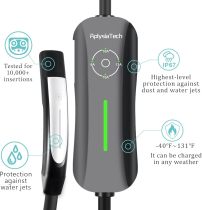Level 1+2 Tesla EV Charger,16 Amp 120V /240V,Adjustable Plug-in Electric Vehicle Charging Station with 21FT Cable NEMA 6-20 Plug NEMA 5-15 Adapter, Compatible with All Tesla Models X/Y/3/S