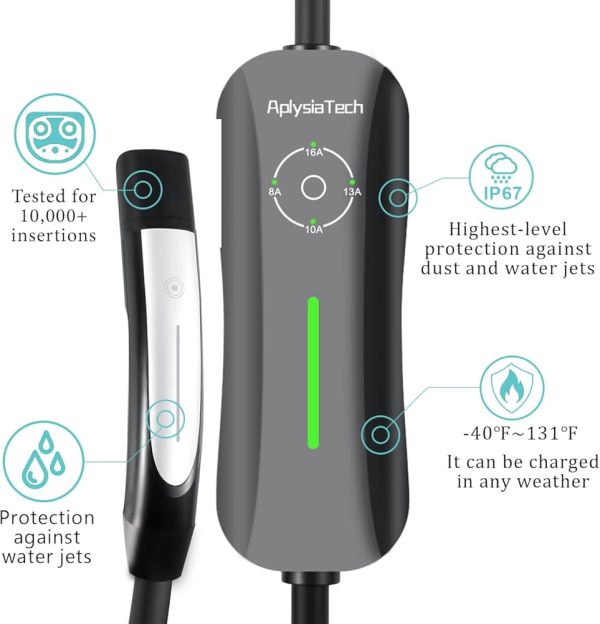 Level 1+2 Tesla EV Charger,16 Amp 120V /240V,Adjustable Plug-in Electric Vehicle Charging Station with 21FT Cable NEMA 6-20 Plug NEMA 5-15 Adapter, Compatible with All Tesla Models X/Y/3/S