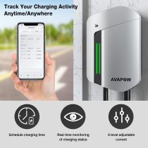 AVAPOW Level 2 EV Charger, Up to 48amp with App Control, 25ft Wall Electric Vehicle Charging, Set Current, Delay Charging, RFID Unlocking, NEMA 14-50 Plug, Electric Car Charger Fit for J1772 EVs