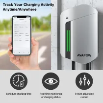 AVAPOW Level 2 EV Charger, Up to 48amp with App Control, 25ft Wall Electric Vehicle Charging, Set Current, Delay Charging, RFID Unlocking, NEMA 14-50 Plug, Electric Car Charger Fit for J1772 EVs