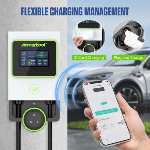 MR CARTOOL S311 Level 2 Electric Vehicle Charging Stations, APP Control EV Charger with 26FT Electric Car Charger Cable, 32A Smart EV Charger Compatible with All EV