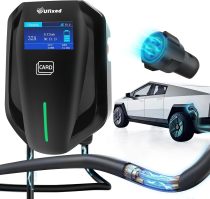 Level 2 240V LED Large Screen Home EV Charger, 32A Current Fast Electric Vehicle Charging Station and Cable, Indoor Outdoor Hardwired Charging Station for Tesla & J1772 Electric Cars
