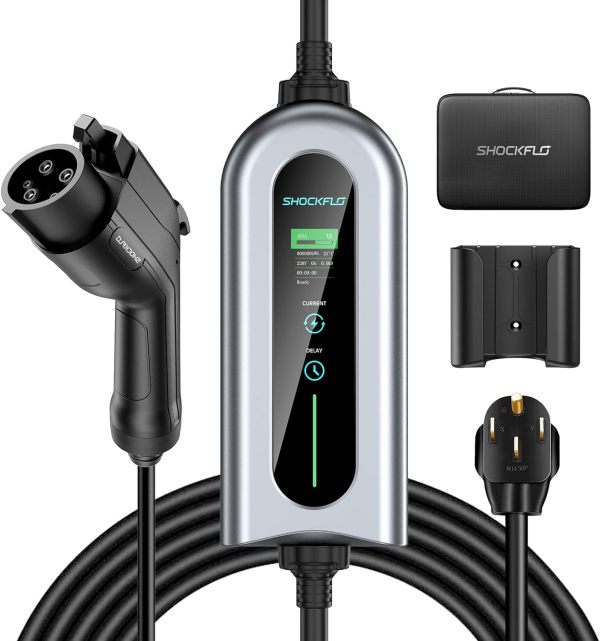 G1 Level 2 EV Charger(40Amp, 240V, NEMA 14-50P), Portable Electric Car Charger Adjustable Current/Timing Delay, 20FT Cable, Plug-Play EV Charging Station Wall-Mounted Home EVSE SAE J1772 EVs