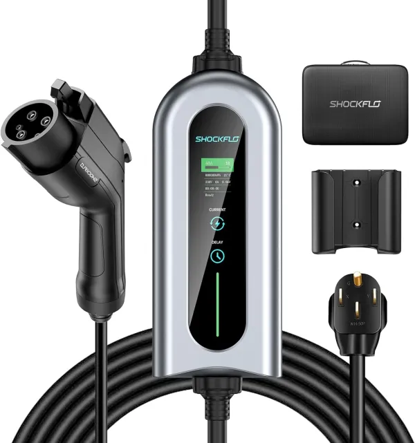 G1 Level 2 EV Charger(40Amp, 240V, NEMA 14-50P), Portable Electric Car Charger Adjustable Current/Timing Delay, 20FT Cable, Plug-Play EV Charging Station Wall-Mounted Home EVSE SAE J1772 EVs