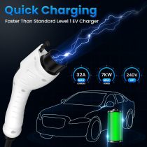 Portable Electric Car Charger with Adjustable Current(10-32A),240V EV Charger,with 16-Foot EV Charging Cable and NEMA 14-50 Plug Level 2 Charger for All J1772 EVs,with Black Storage Bag