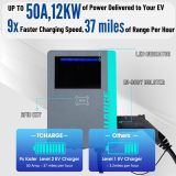 Level 2 EV Charger 50 Amp Home Hardwire, UL Listed & FCC & Energy Star Certified J1772 EV Car Charger, RFID & APP Control 240V 208V Electric Vehicle Charging Station Outdoor with 25ft Cable