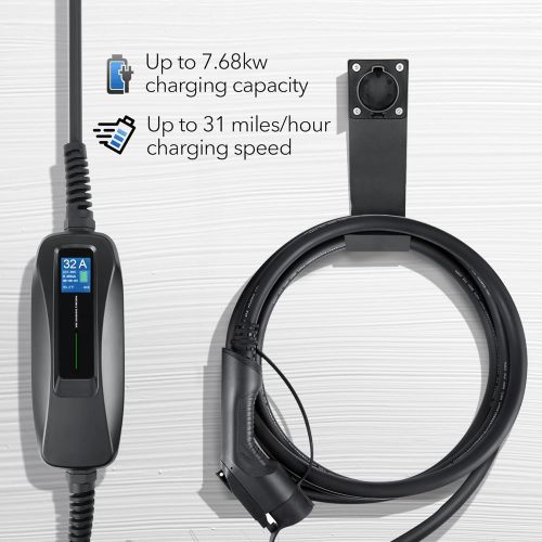 Lectron NEMA 14-50 Level 2 EV Charger - 240V 32 Amp with 15ft Extension Cord & J1772 Cable - for J1772 Evs