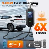 Level 2 EV Charger 40 Amp 110-240V 23ft Cable NEMA 14-50P, Mobile Portable Electric Vehicle Charger Plug-in Home EV Charging Station for SAE J1772 Evs Adjustable Current