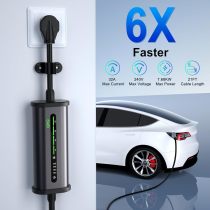 QPQ Level 2 EV Charger 32A 240V NEMA 14-50P, Portable Electric Vehicle Charging Stations with Adjustable Current/Timing Delay, 21FT Level 2 Charger with EV Charger Box Holders for J1772 Evs
