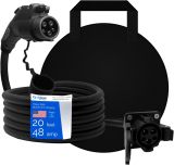 20ft 48amp J1772 EV Extension Cable, Made in USA - for Electric Vehicle Charging Stations, Carrying Bag, Ultra-Flex Cable, UL Listed Parts