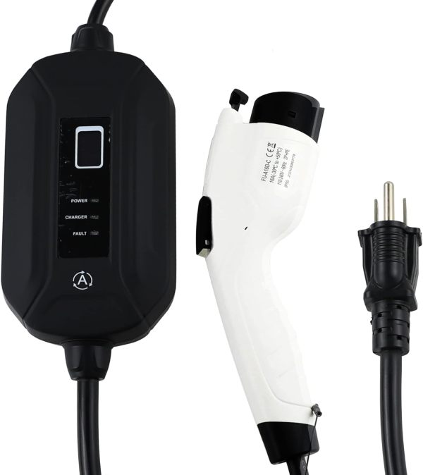 Portable EV Charger 16 Amp 240V with NEMA 5-15 Level 1 or NEMA 6-20 Level 2 Electric Vehicle Charging Station Adapter 24.6 ft (Level 1 (NEMA 5-15))