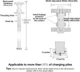 Pedestal Mounted EV Charging Station, Freely Removable and Adjustable Back Panel, New Energy Vehicle Charging Pile Charging Lever EV Charge Stand(Silver)