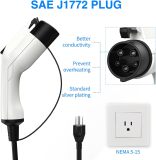 Portable EV Charger, NEMA 5-15 110v-120v Level 1 EV Charger,Adjustable Amp 6A/10A/13A/16A with 16.4Ft Cable, Home Electric Car Charger Stations for J1772 EVs, Tesla Need Adapter