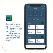 Leviton EV32W Level 2 Smart Electric Vehicle (EV) Charger with Wi-Fi, 32 Amp, 208/240 VAC, 7.6 kW Output, 18' Cable, Hardwired Charging Station