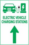 Electric Vehicle Charging Station Sign – Direction for EV Charging Station, Vivid Design Plus UV Protection to Last Longer, 3M Reflective(EGP) Rust-Free Aluminum at 18”x12” 0.063 