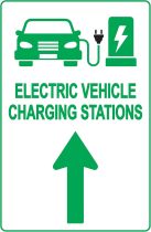 Electric Vehicle Charging Station Sign – Direction for EV Charging Station, Vivid Design Plus UV Protection to Last Longer, 3M Reflective(EGP) Rust-Free Aluminum at 18”x12” 0.063 