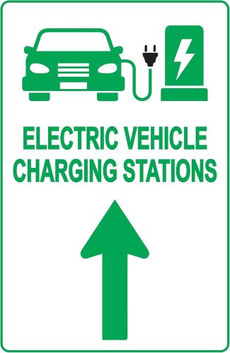Electric Vehicle Charging Station Sign – Direction for EV Charging Station, Vivid Design Plus UV Protection to Last Longer, 3M Reflective(EGP) Rust-Free Aluminum at 18”x12” 0.063 