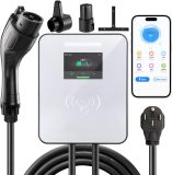 Level 2 EV Charger 48Amp, 240V,11.5KW 25 FT Electric Vehicle Charging Station with NEMA 14-50 Plug and SAE J1772 Smart APP,Scheduled Charging,Flexible 25-Foot Cable