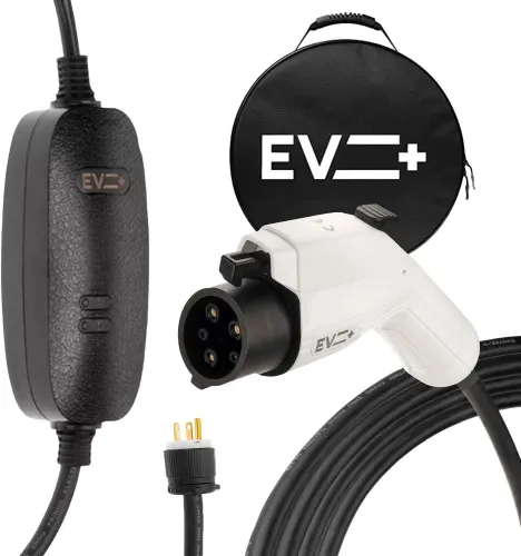 EV+ Level 2 EV Charger, 16A Portable Electric Vehicle Charging Station, SAE J1772 EV Charging Cable 25-Ft with NEMA 6-20 Plug, EVSE Travel Case, Home EV Charging Station