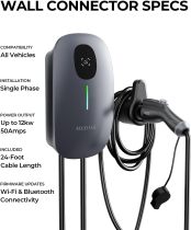 MAXOAK Electric Vehicle Charger - Adjustable 16A to 50A Output Current, Level 2, 240V, Hardwired, CSA Certified & NEMA Type 4, Smart APP Control, Compatible with All EV Brands