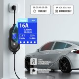 EV Charger Level 1 & 2 16 Amp EV Charging Station Includes NEMA5-15P & 6-20 Plug, Compatible with J1772 Electric Cars Household Travel Travel Portable Charger