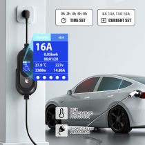 EV Charger Level 1 & 2 16 Amp EV Charging Station Includes NEMA5-15P & 6-20 Plug, Compatible with J1772 Electric Cars Household Travel Travel Portable Charger