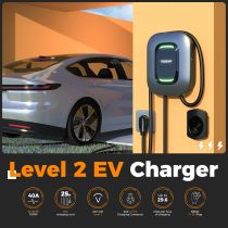 Level 2 EV Charger, TESSAN 40A/ 240V Wall Mount Electric Vehicle Fast Charging Station, ETL FCC Energy Star Certified, NEMA 14-50 Plug, 25ft Cable with Holder for Indoor Outdoor Home