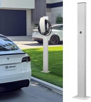 EV Charger Pedestal Tesla Charger Pedestal for EV Charger Tesla Pedestal for Wall Connector Tesla Charger Stand EV Pedestal for Tesla Gen 3, Tesla Mobile Connector, J1772 Charger, Silver White