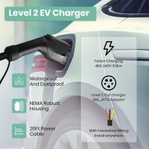Level 2 EV Charger Station with Smart Display 48 Amp 11.5KW 26ft EV Charging Cable Hardwired Smart Electric Vehicle Charging Station RFID Card 4G/WiFi/BT Connection EV & Plug-in Hybrid for SAE J1772
