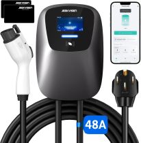 Level 2 EV Charger 48Amp 240V NEMA 14-50 Plug: Electric Vehicle Charging Station with APP Control, WiFi Enabled EVSE, RFID Card - Compatible with Tesla and All EV Brands