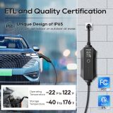 Level 1-2 EV Charger,120V-240V,16A,NEMA 5-15 & 6-20 Plug,25FT Extension Cord,ETL & FCC Listed, Portable Electric Vehicle Charging Station for SAE J1772 Evs