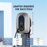 Level 2 EV Charger 48 A (WiFi), 25ft Cable, NEMA 14-50 EV Charger Level 2, ID Card Bluetooth Electric Car Charger, 240V Outdoor/Indoor Home Electric Vehicle Charging Stations, IP66 Water Proof