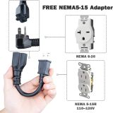 Morec EV Charger 16A 3.68KW NEMA6-20 Plug with Adapter for NEMA 5-15, 100V-240V 20ft (6m) Level 1 Level 2 Electric Vehicle charging cable Compatible with All EV Cars