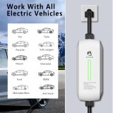 Level 1-2 EV Charger, 20 Amp 110-240V Portable Electric Vehicle Charger with 25Ft Cable NEMA 6-20 Plug NEMA 5-15 Adapter Plug-in Home EV Charging Station