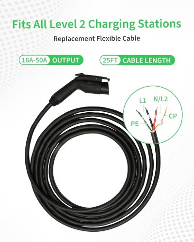 Autel New Level 2 Charger Replacement Cable, 16 Amp-50 Amp 240 Volt SAE J1772 Charger for All EV Charging Stations, 25-Foot Charging Cable, More Durability and Flexibility