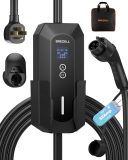GRECELL Portable EV Charger Level 2, ETL Certified 32A NEMA 14-50 Electric Vehicle Charger, 240V 7.4KW Level 2 Car Charger for SAE-J1772 with 25FT Cable Current Adjustable and Reservation Charging