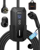 GRECELL Portable EV Charger Level 2, ETL Certified 32A NEMA 14-50 Electric Vehicle Charger, 240V 7.4KW Level 2 Car Charger for SAE-J1772 with 25FT Cable Current Adjustable and Reservation Charging