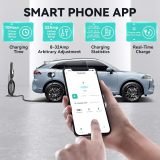Level 2 EV Charger 32Amp,7.68KW Electric Vehicle Charger Portable 240V,SAE-J1772 and NEMA 14-50 Plug, Scheduled Charging,Adjustable Current,Smart APP, 25 FT Cable for EV and Hybrid Vehicles