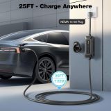 GRECELL Tesla Level 2 EV Charger, ETL Certified 32A 240V 7.68kW NACS for Tesla, Mobile Electric Vehicle Charging Station Portable Car Charger Current Adjustable with 25ft Cable and NEMA 14-50 Plug