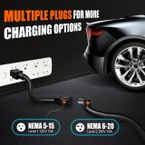 Electric Vehicle Charger Level 1 & 2 16 Amp EV Charging Station Includes NEMA5-15P & 6-20 Plug, Compatible with J1772 Electric Cars Household Travel Travel Portable Charger